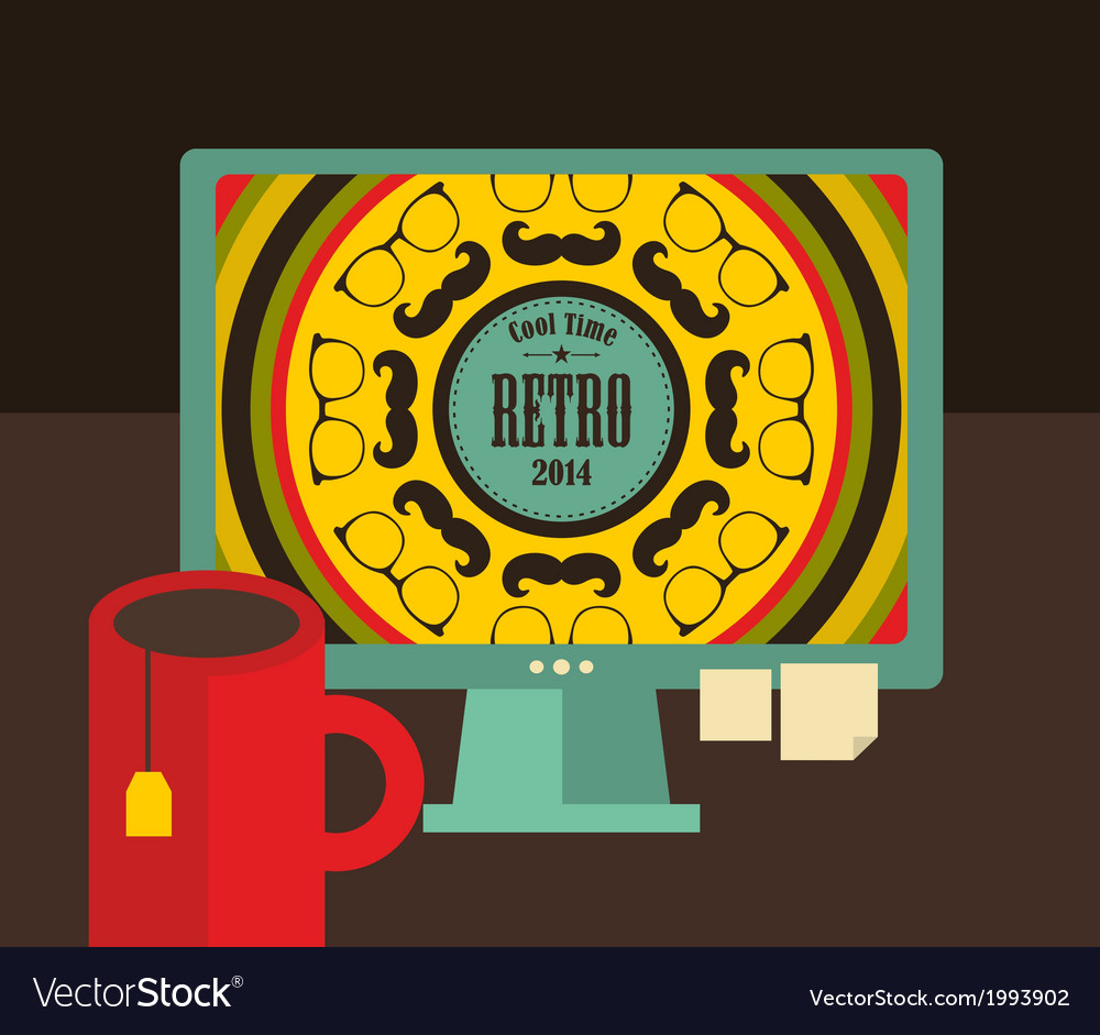 Computer screen i retro colors Royalty Free Vector Image