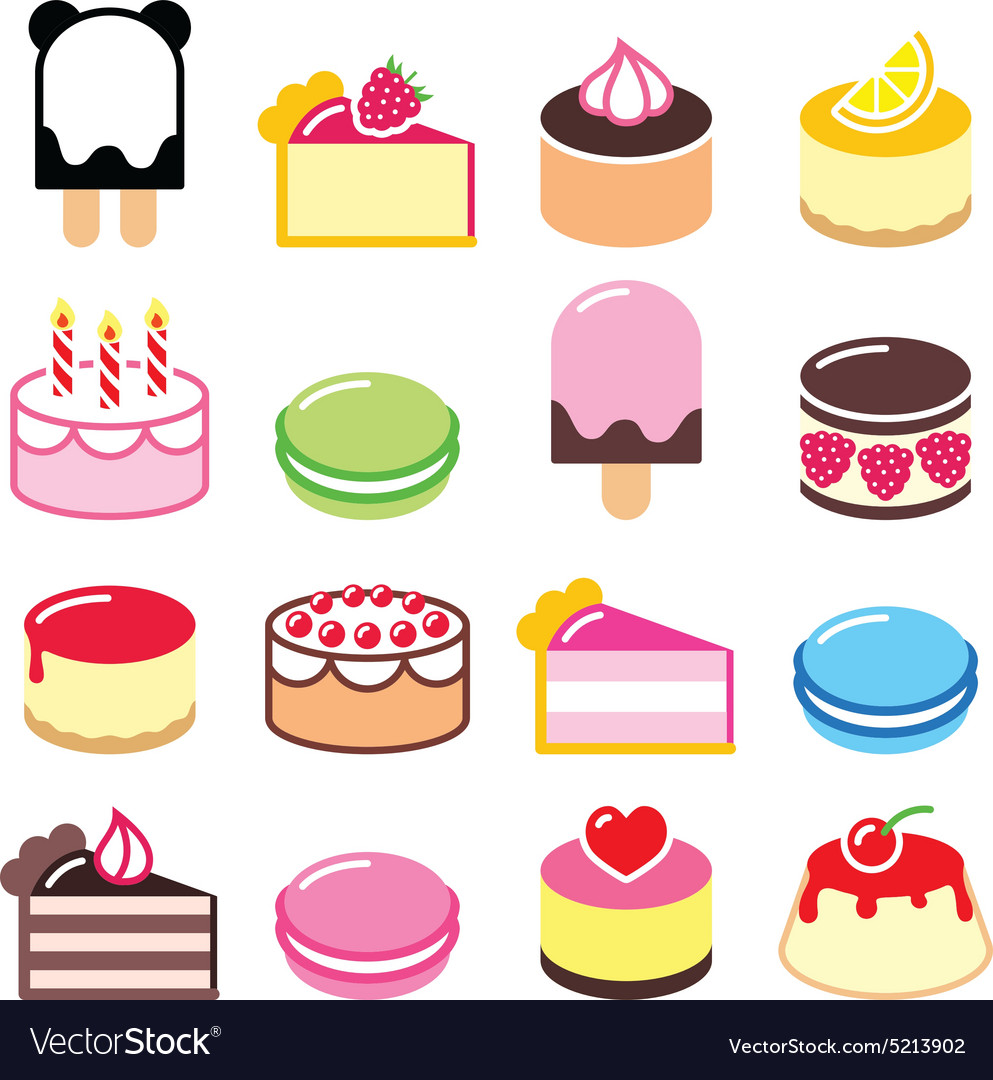 Dessert icons set - cake macaroon ice-cream icon