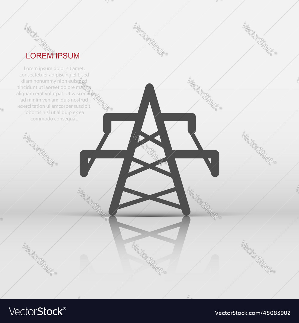 Electric tower icon in flat style power station