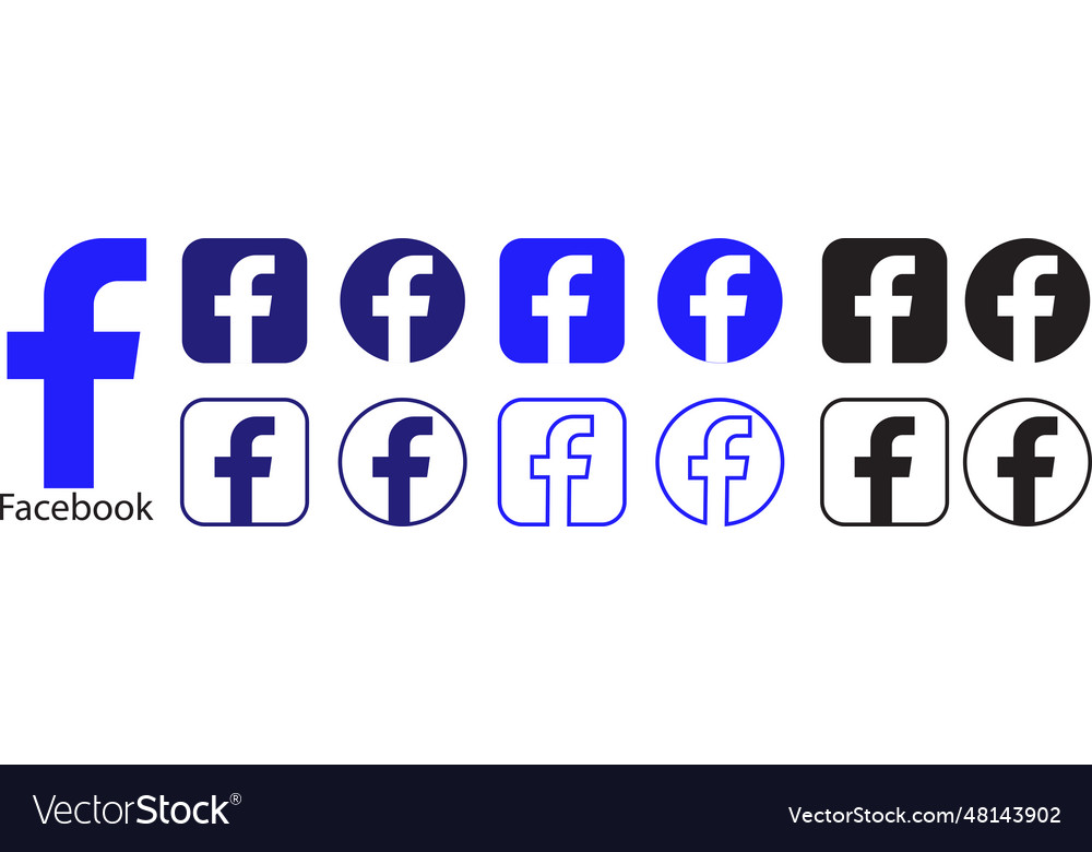 Facebook Logo Set Isolated On White Background Vector Image