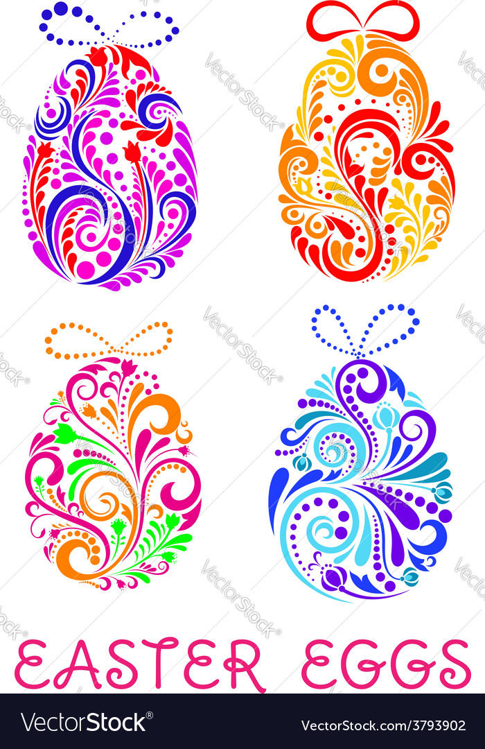 Floral decorative patterned easter eggs