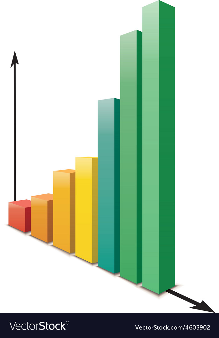 Glossy increasing graph isolated on white Vector Image