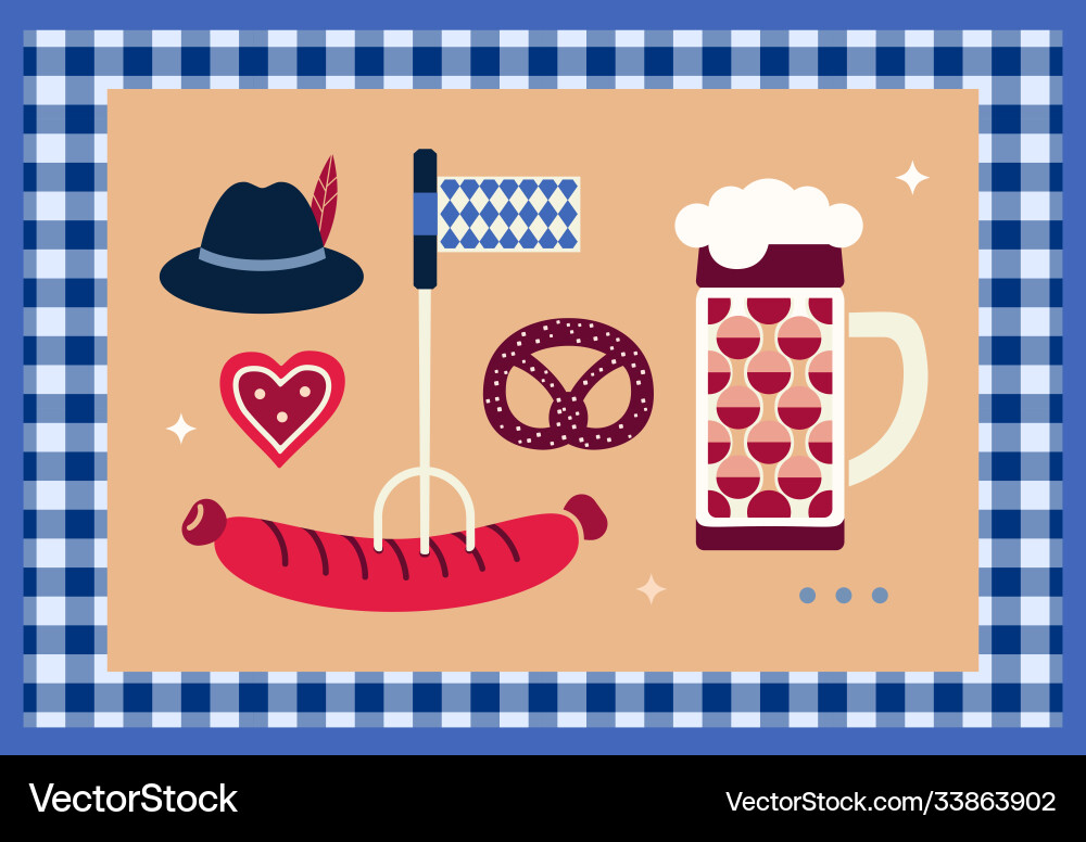 Hand drawn oktoberfest design elements Royalty Free Vector