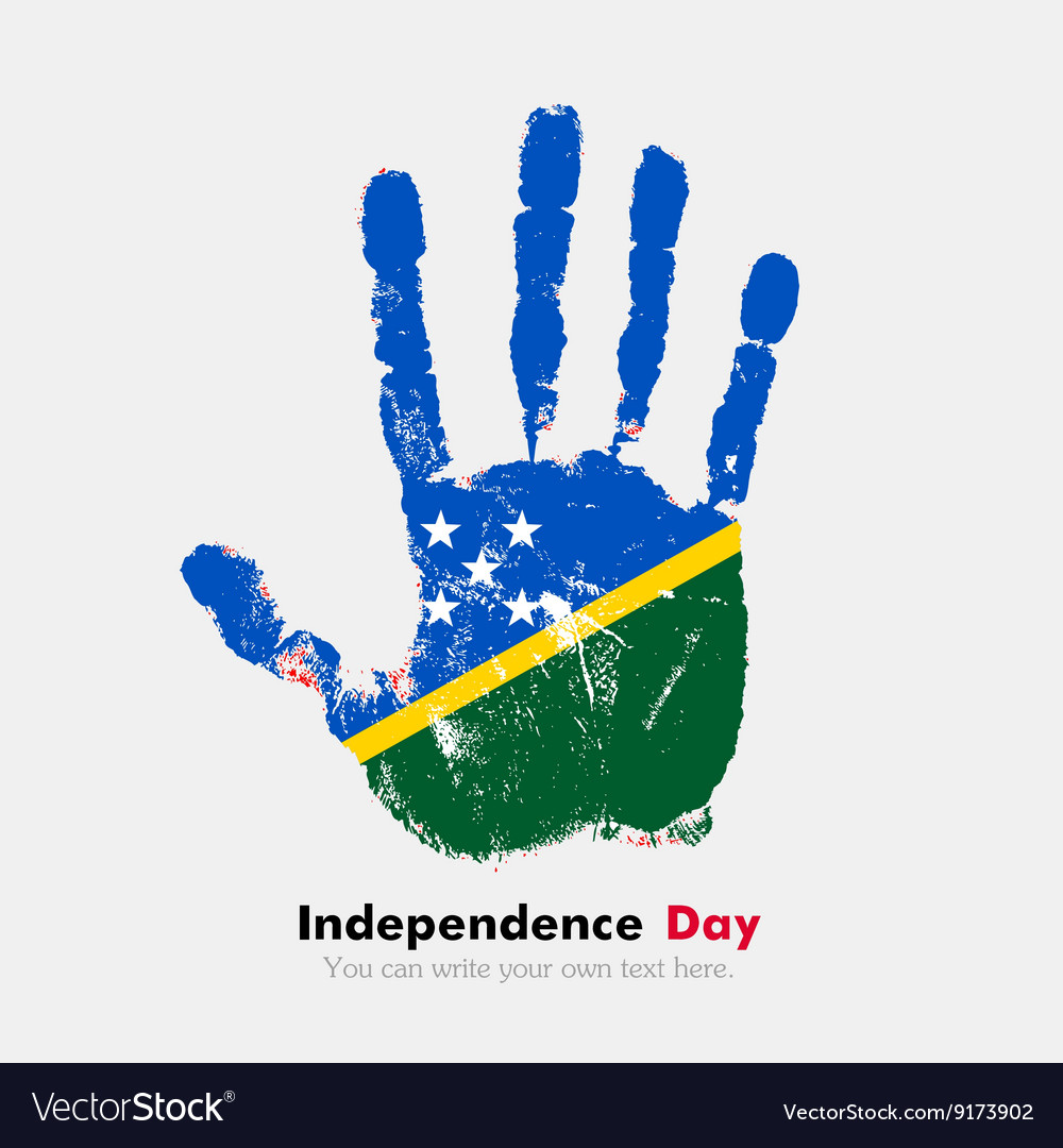 Handprint with the flag of solomon islands