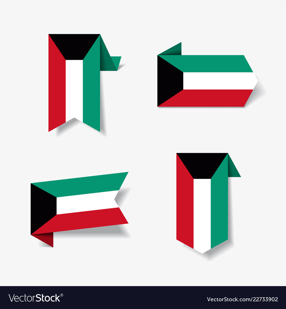 Kuwaiti flag stickers and labels Royalty Free Vector Image