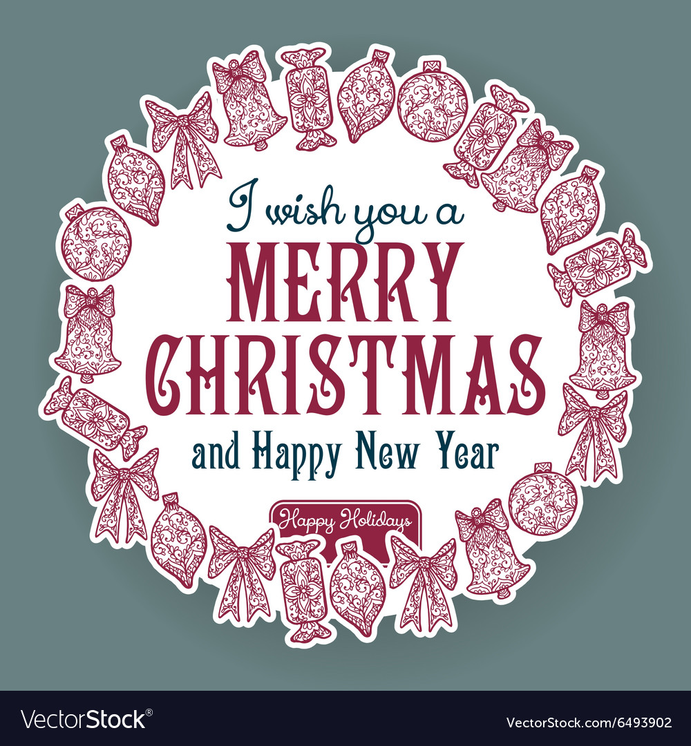 Merry christmas lettering congratulations card