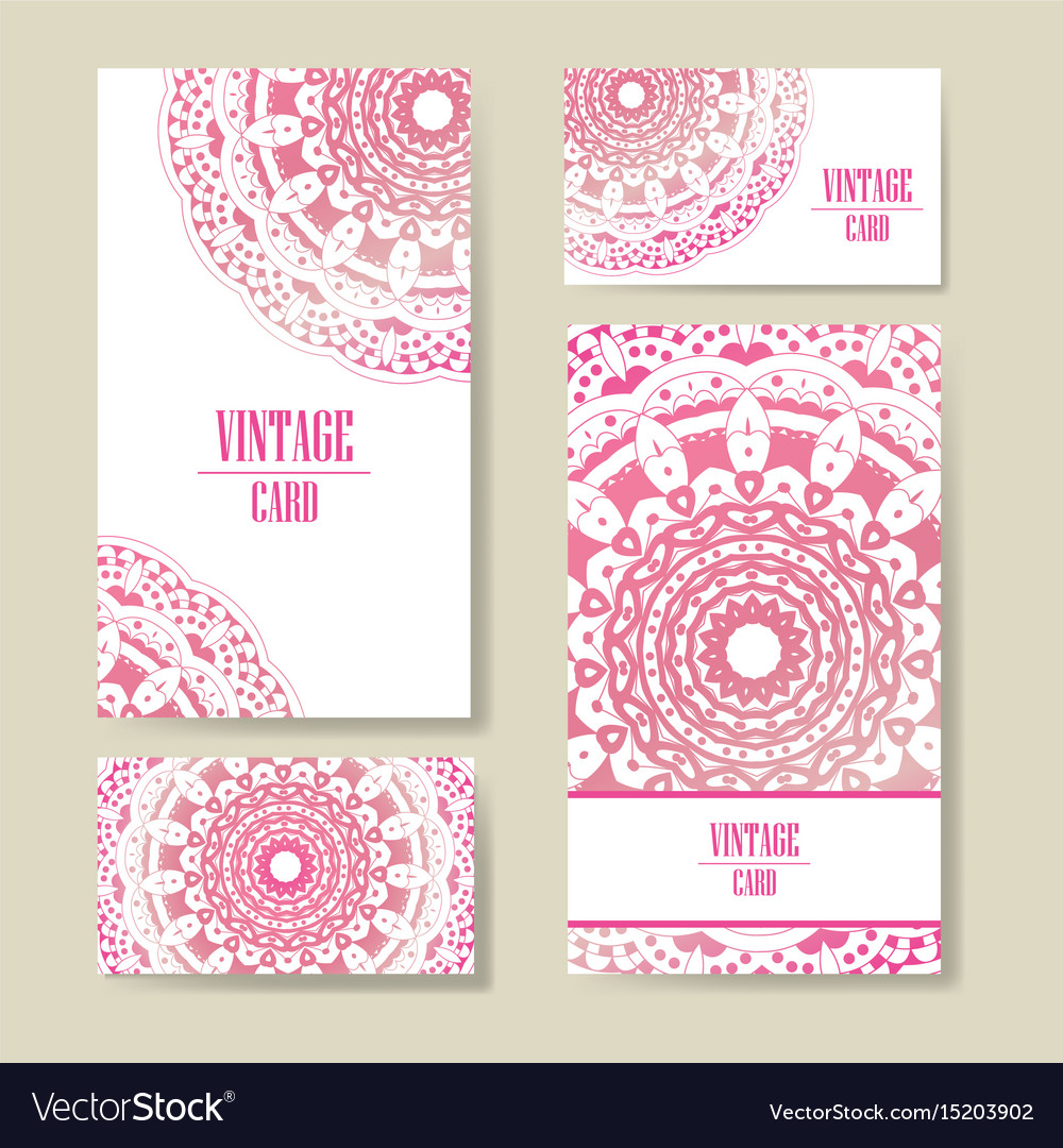 Set Of Wedding Invitations Cards Template Vector Image