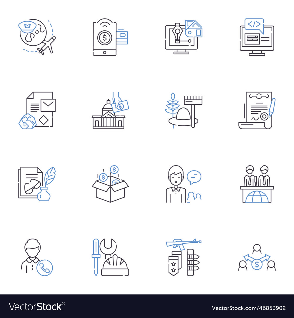 Social marketing line icons collection branding