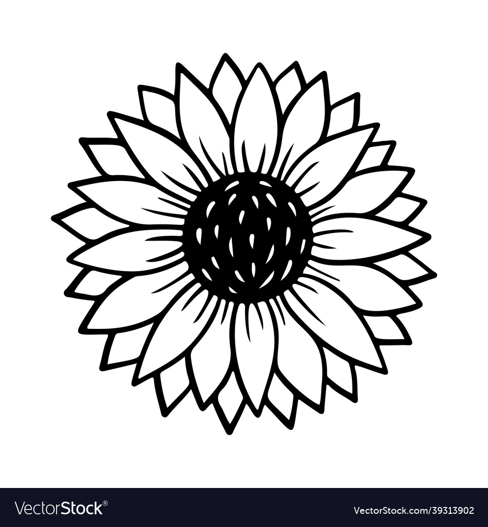 Sunflower simple icon flower silhouette Royalty Free Vector