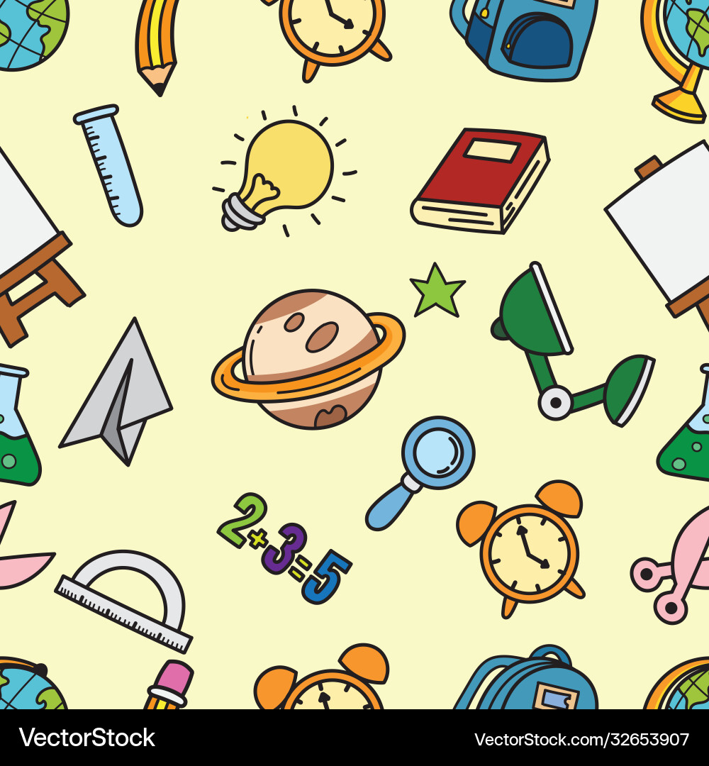 Back to school seamless pattern Royalty Free Vector Image
