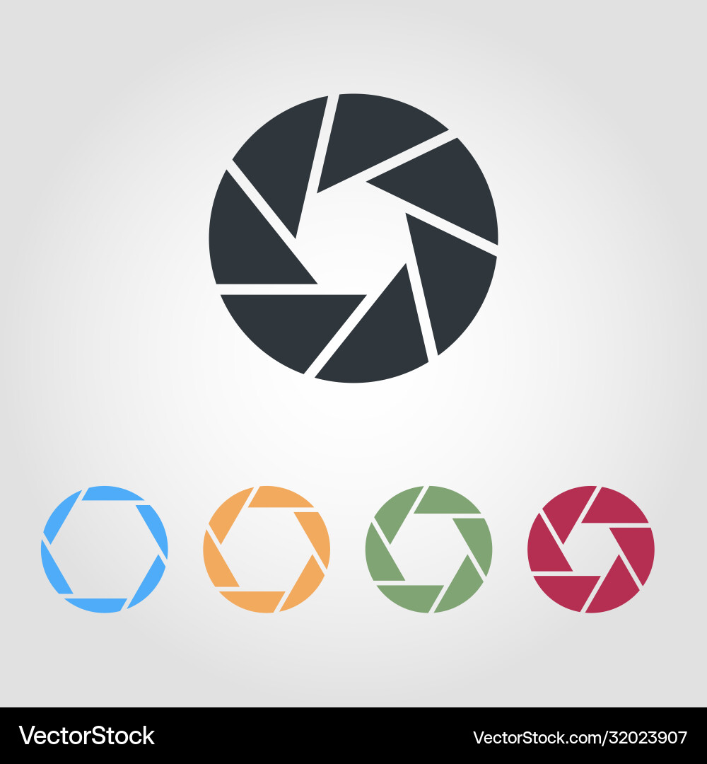 Camera shutter icons optical lenses Royalty Free Vector