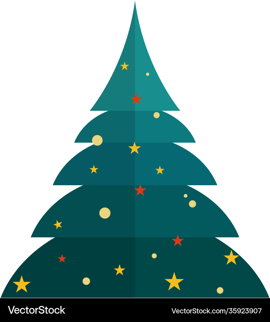 Christmas tree icon flat isolated Royalty Free Vector Image