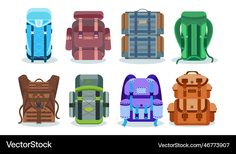 Different backpacks for camping Royalty Free Vector Image