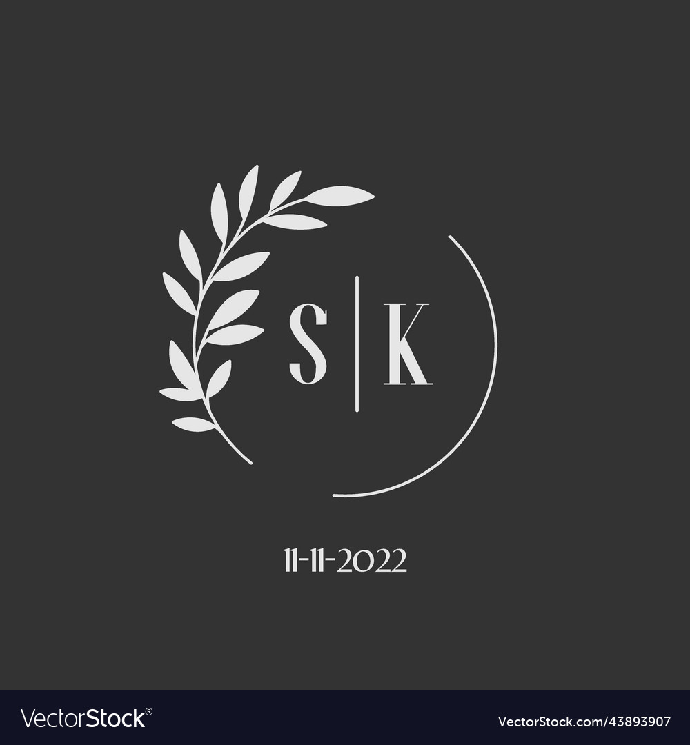 Initial letter sk wedding monogram logo design