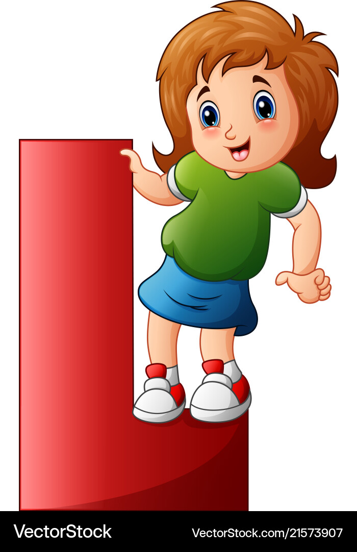 Little girl holding letters l Royalty Free Vector Image