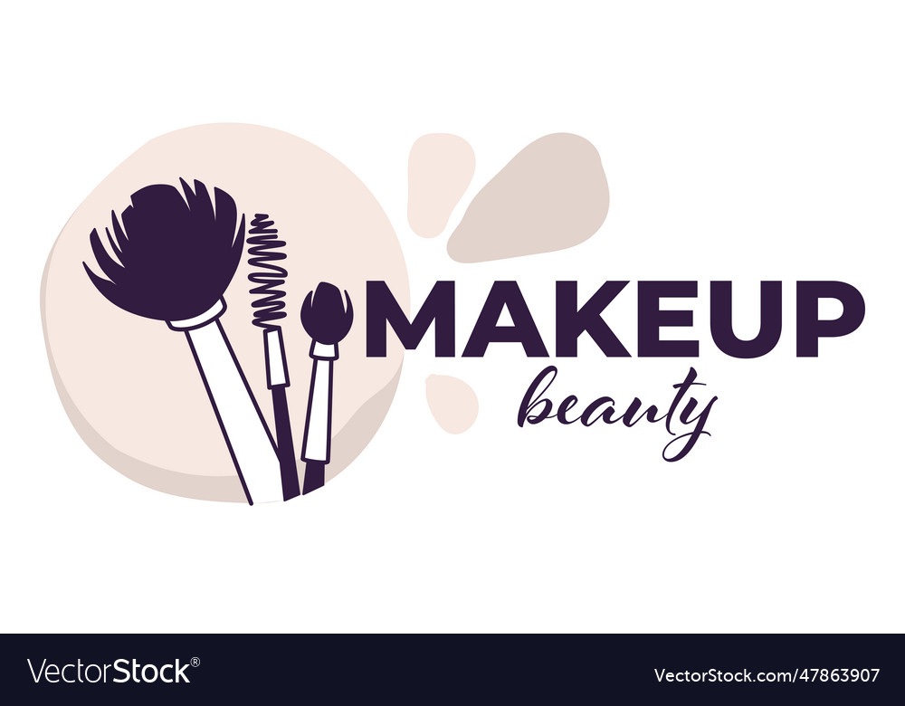 Makeup beauty beautician studio emblem or logo Vector Image