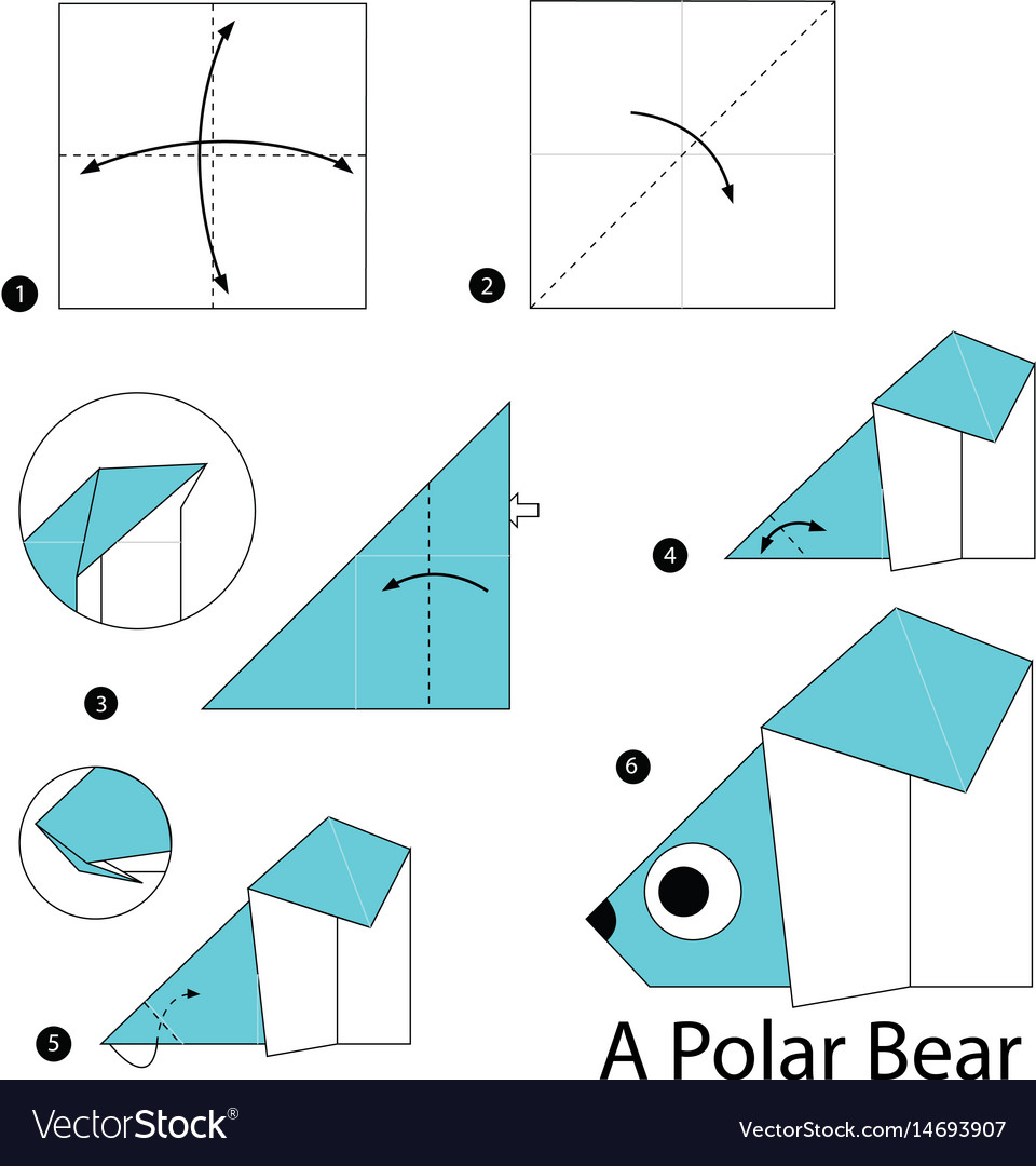 Step by instructions how to make origami Vector Image