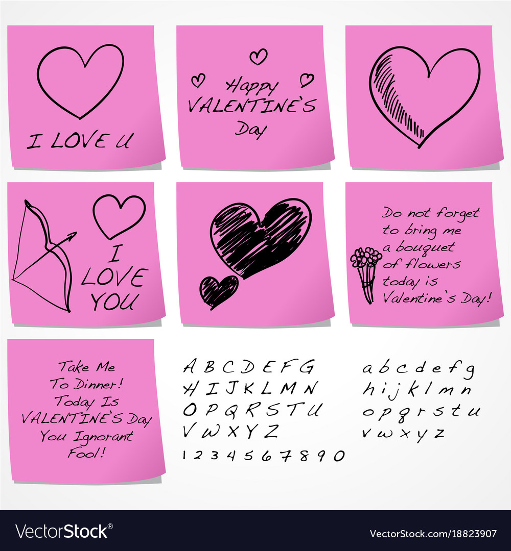 Valentines Day Sticky Notes Royalty Free Vector Image