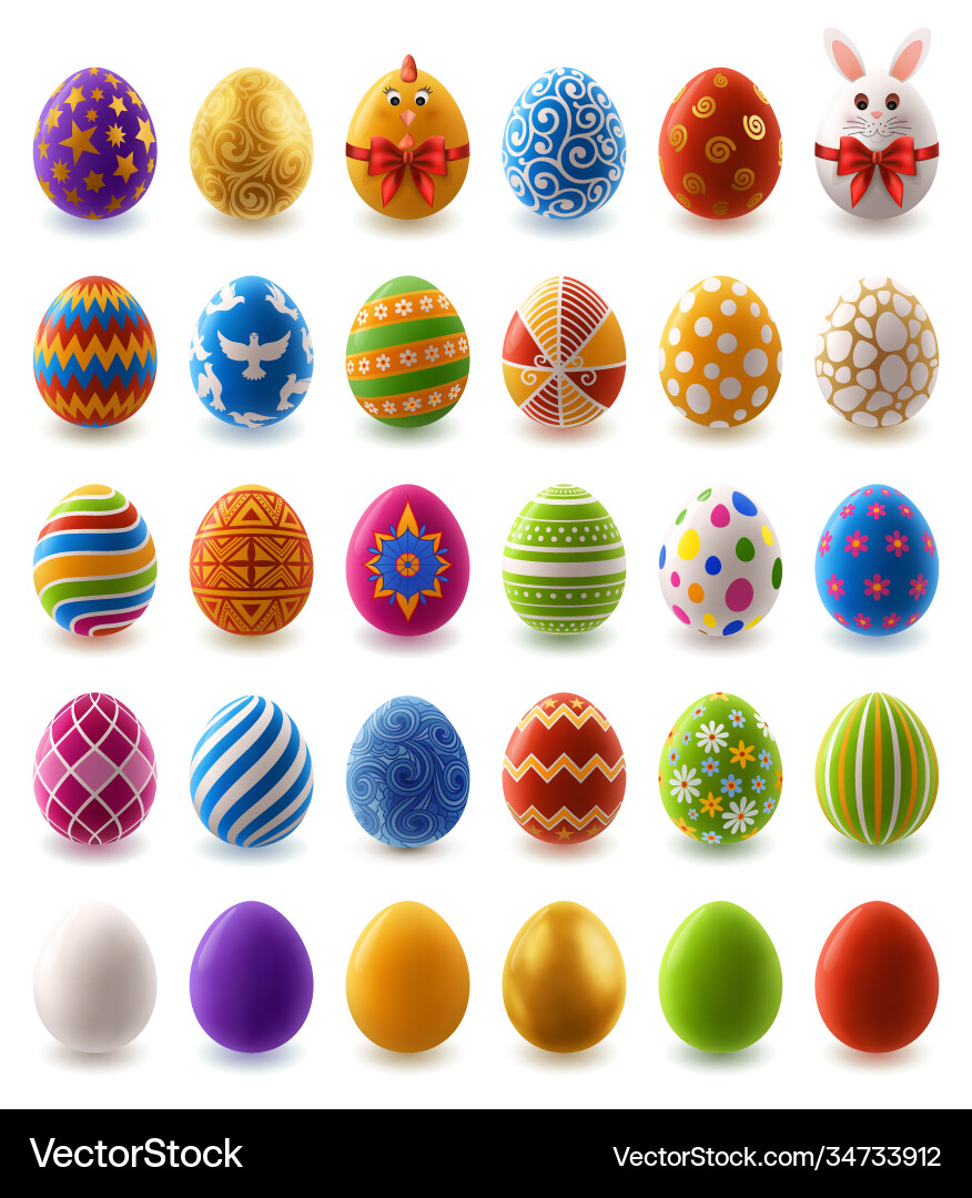 Big set easter eggs Royalty Free Vector Image - VectorStock