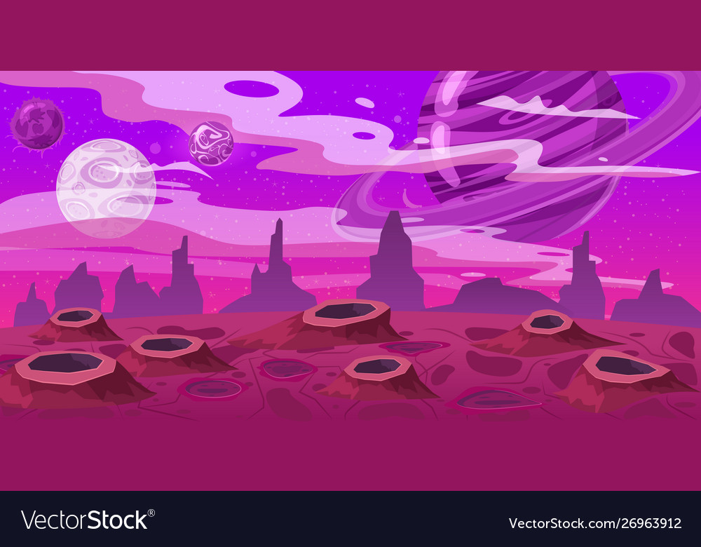 Fantasy space cartoon game concept background Vector Image