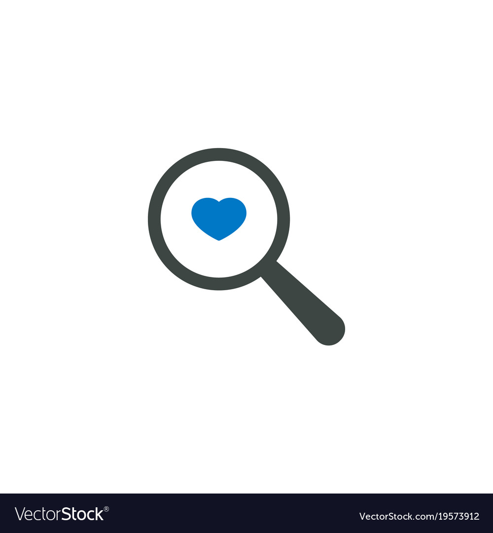 Magnifying glass icon heart love