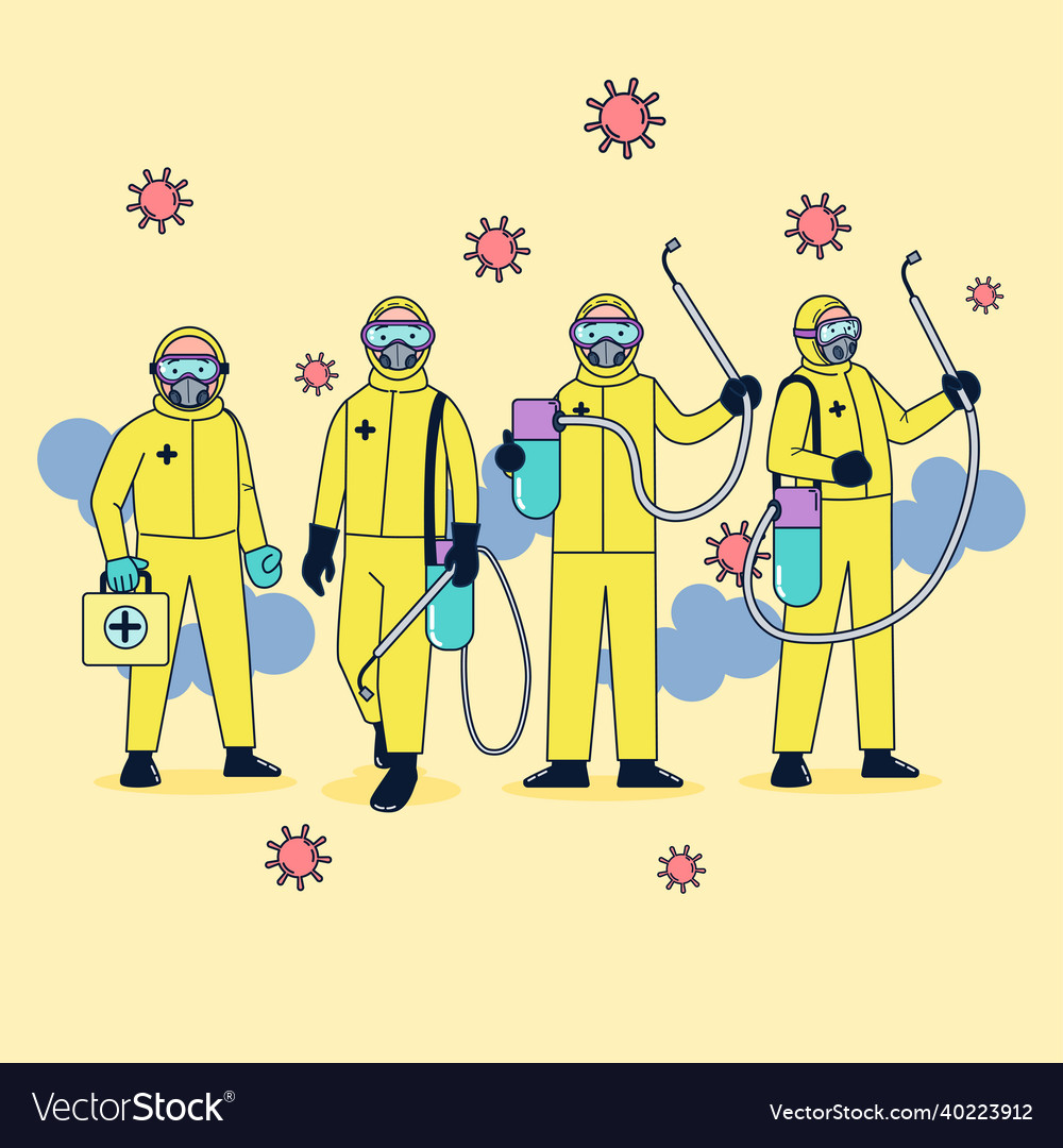 Public Health Workers Wearing Germ-resistant Vector Image