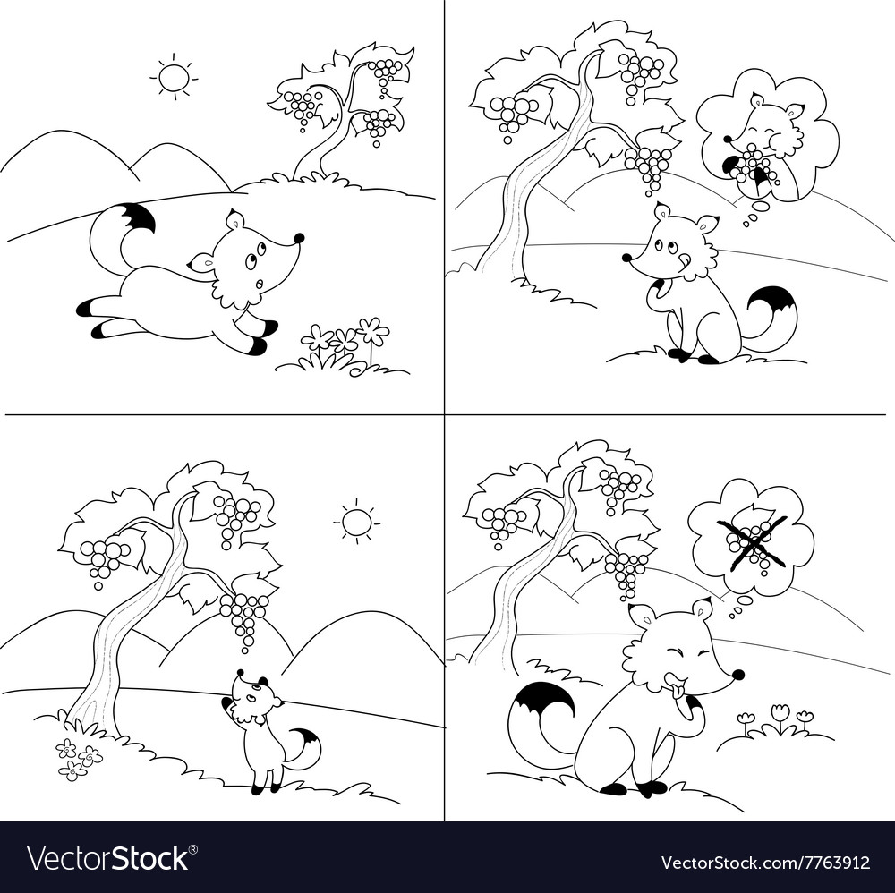 the-fox-and-the-grapes-fable-royalty-free-vector-image