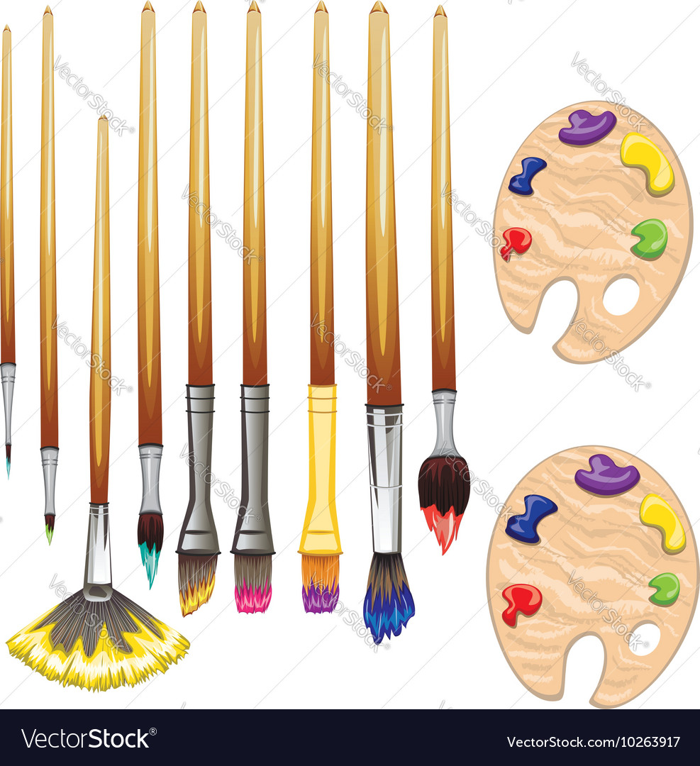 Brushes and palette