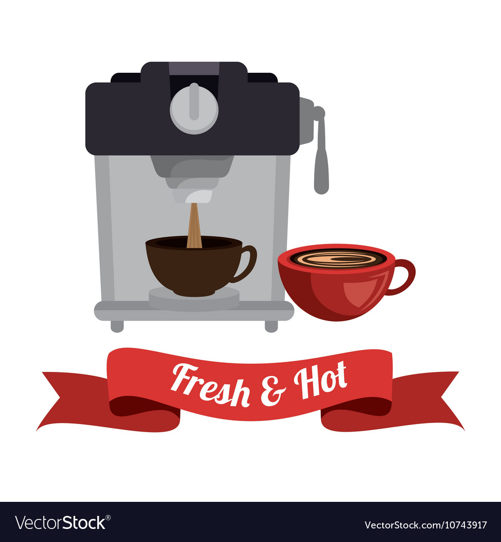 Coffee Maker With Cup And Banner Graphic Vector Image