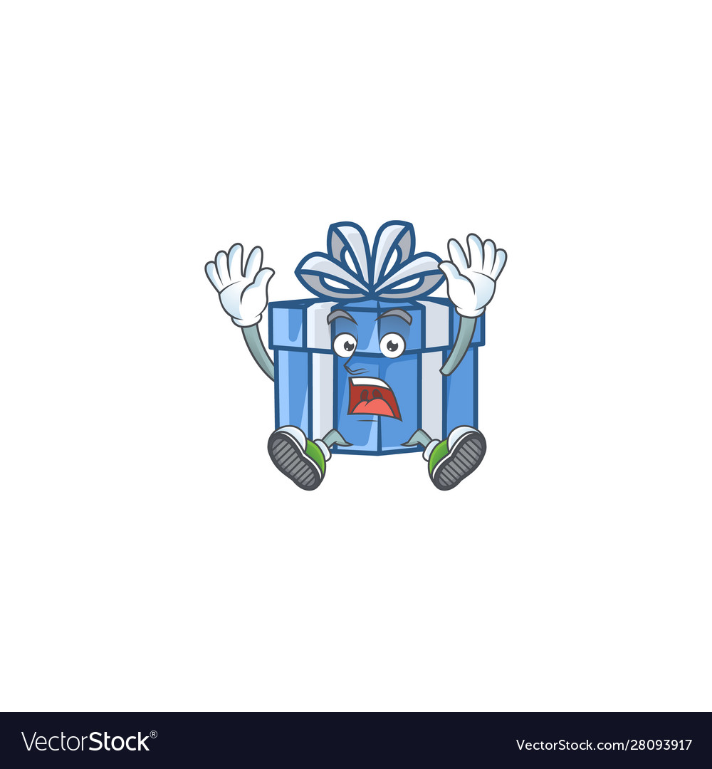 Cute blue gift box cartoon character style