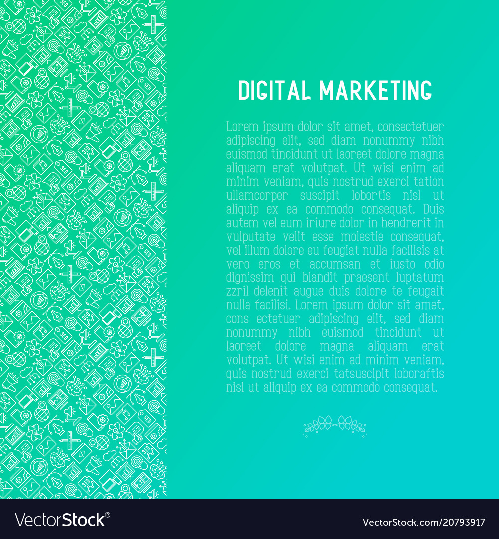 Digital marketing concept with thin line icons