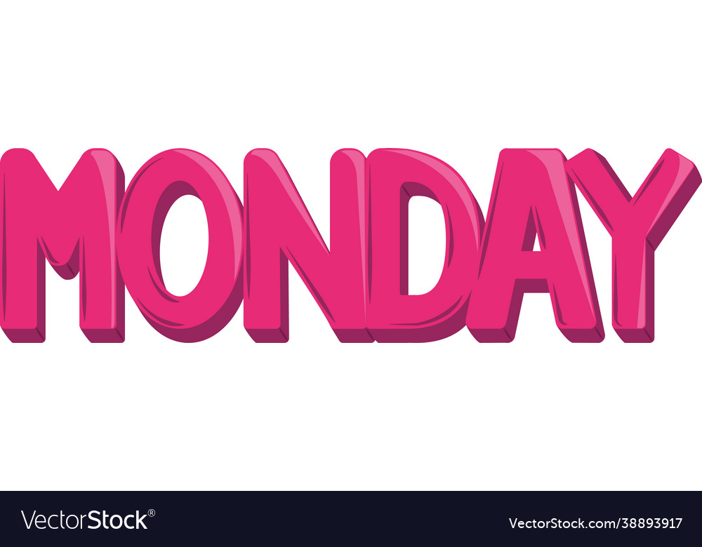 Monday pink calligraphy Royalty Free Vector Image