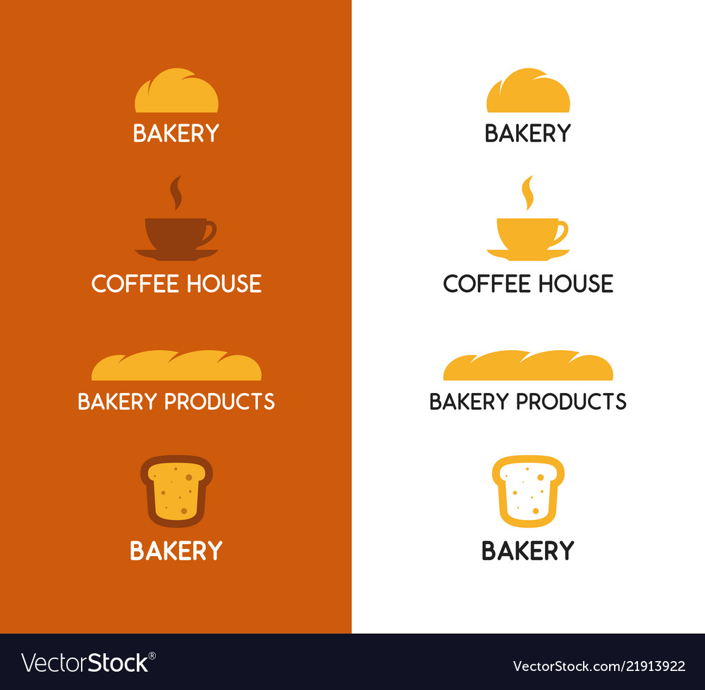 Bakery products and coffee icon on white brown