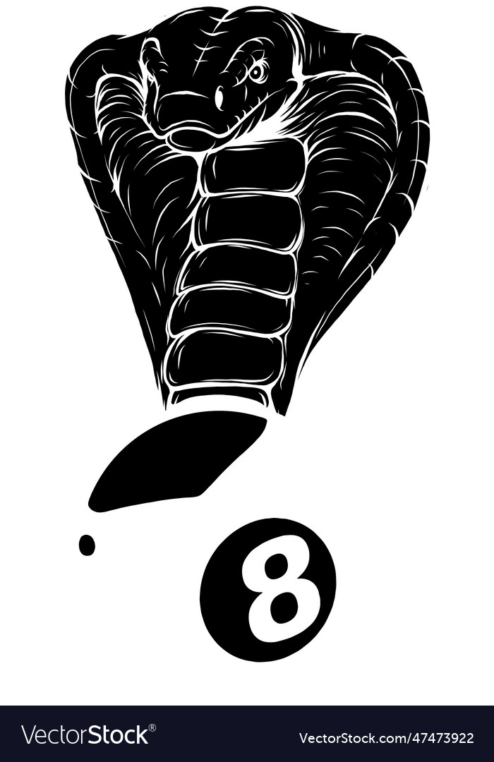 Monochromatic billiard 8 ball with cobra snake Vector Image