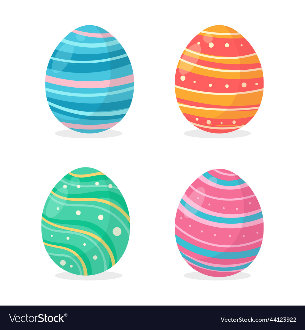 Eggs painted in various colorful patterns Vector Image