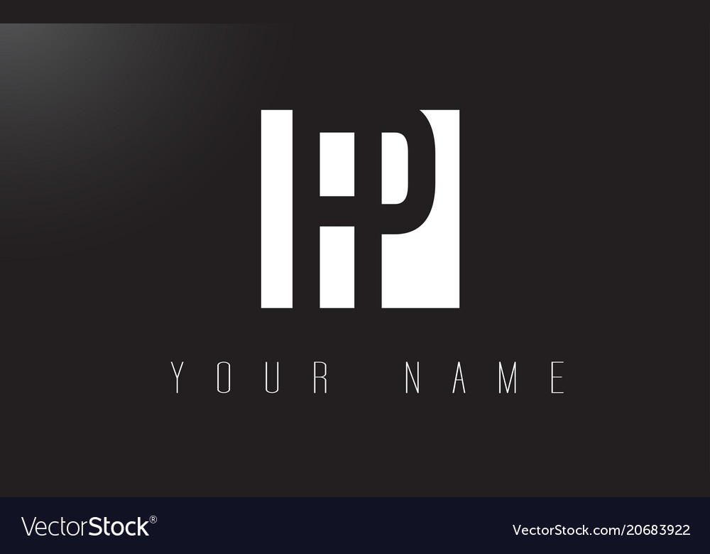 Fp Letter Logo With Black And White Negative Vector Image