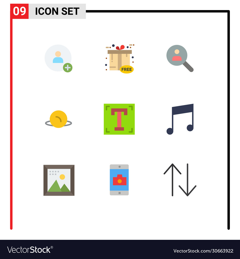 Mobile interface flat color set 9 pictograms