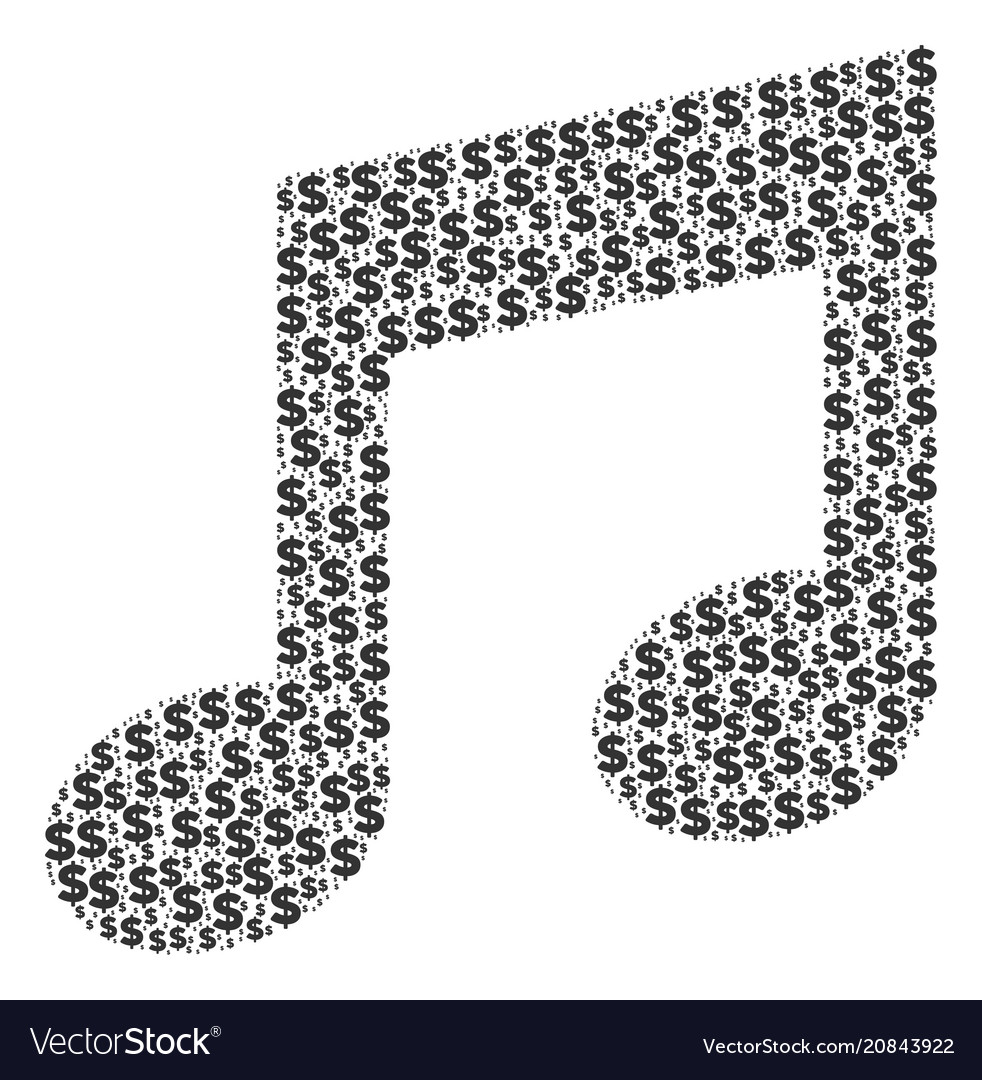 Music notes composition of dollar and dots Vector Image