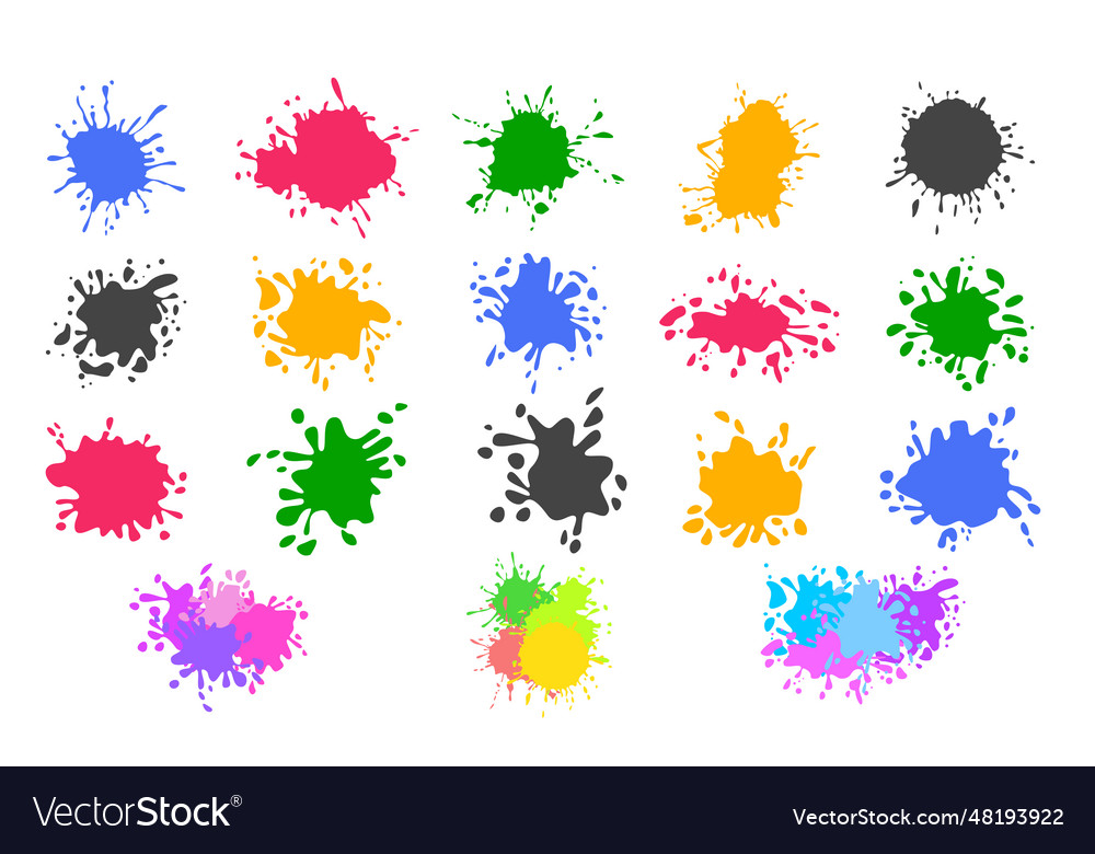 Paint splatter set of color splashes