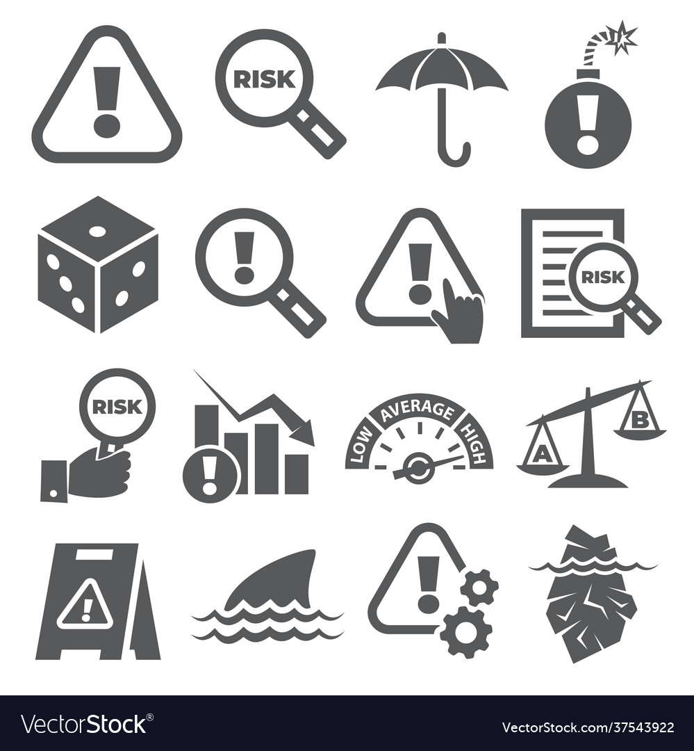 Risk icons set on white background Royalty Free Vector Image