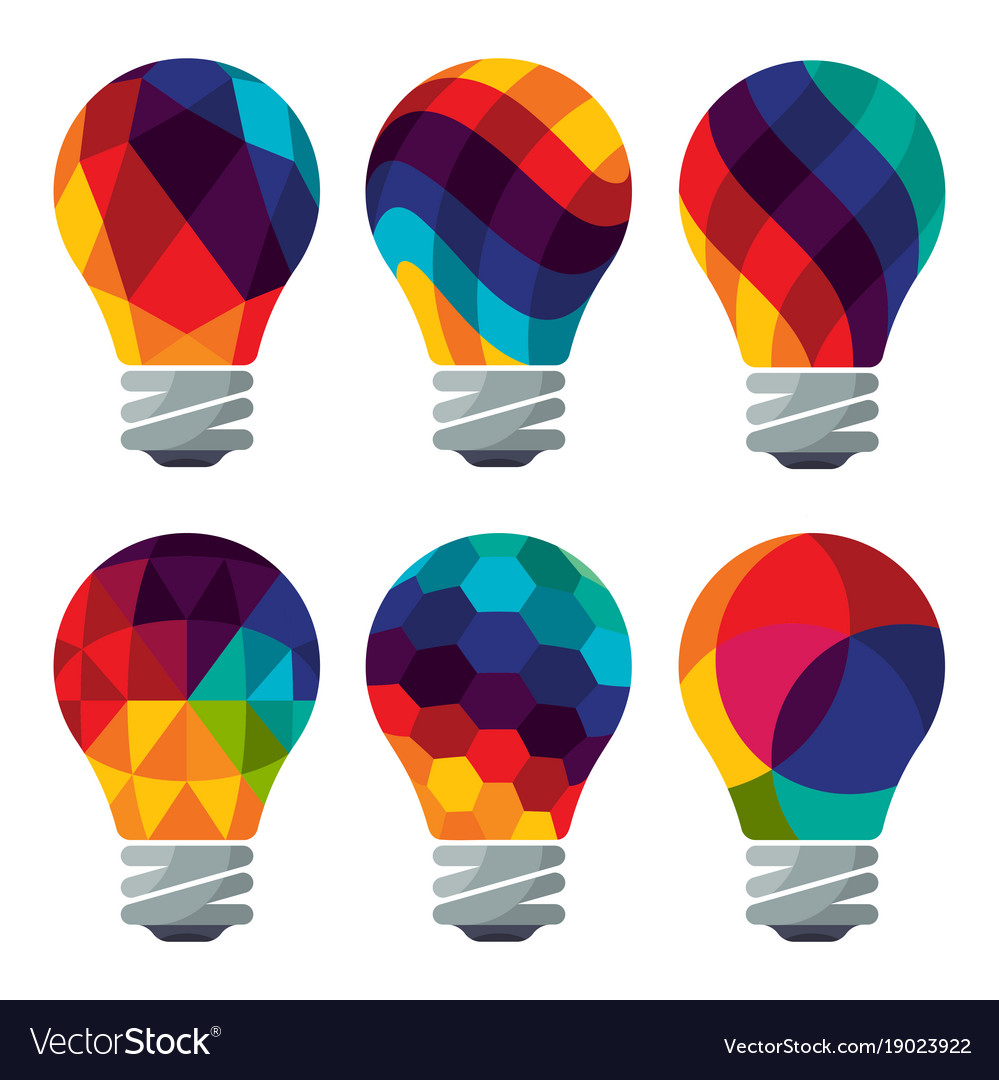 Set of colorful bulb icons