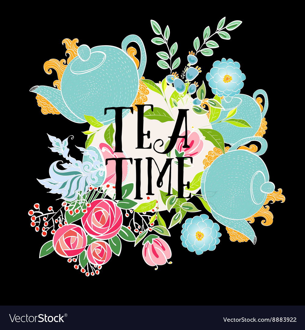 Time to drink tea trendy poster