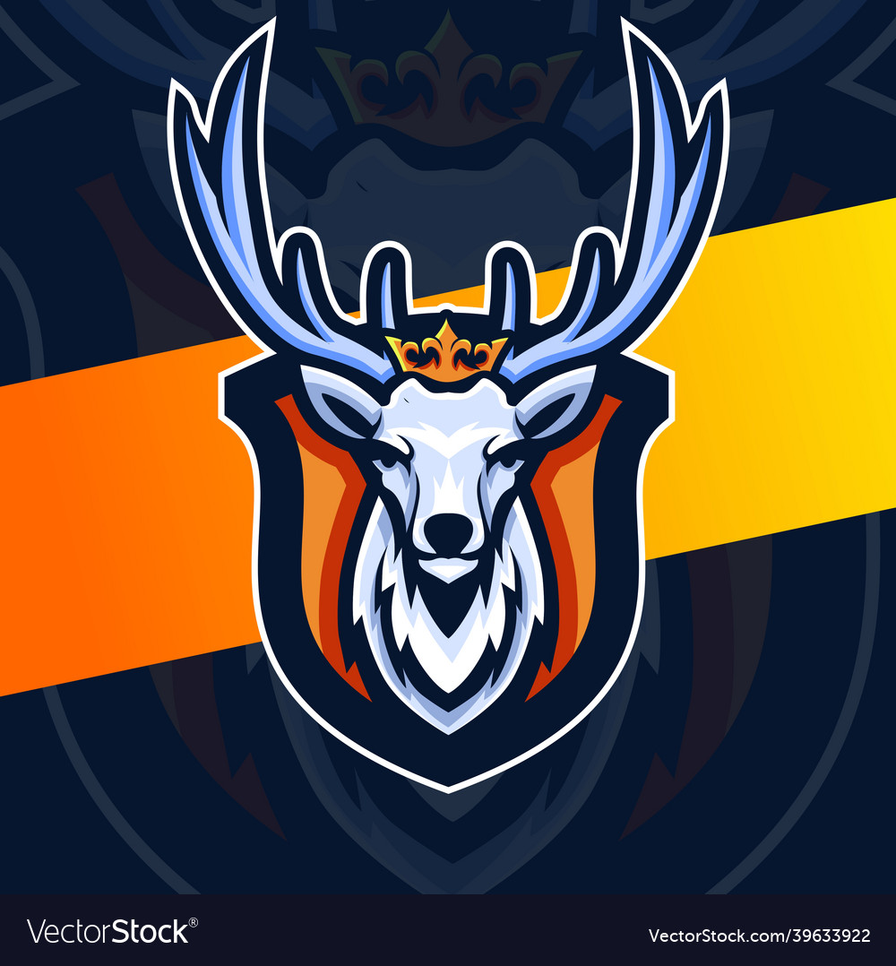 White king deer mascot esport logo design Vector Image