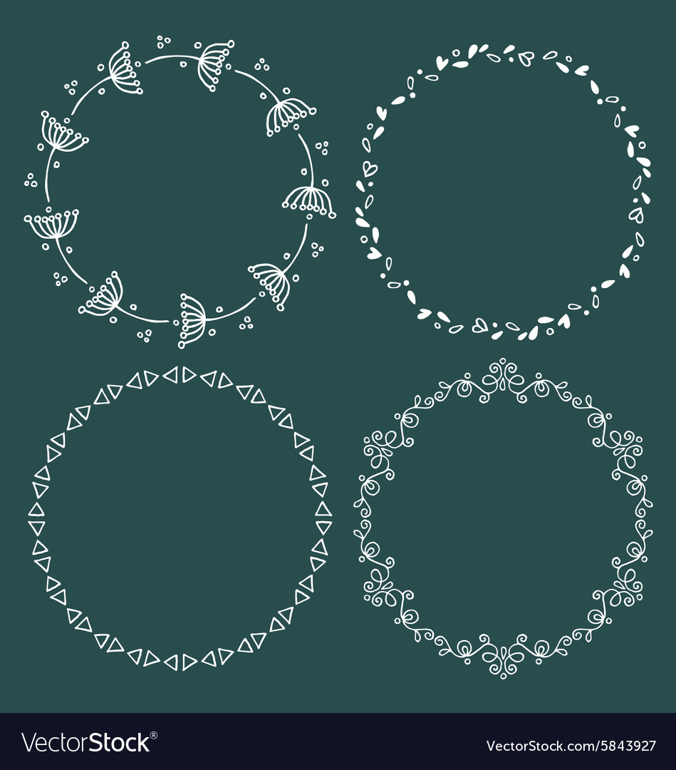 Circle frames round borders hand drawn doodle
