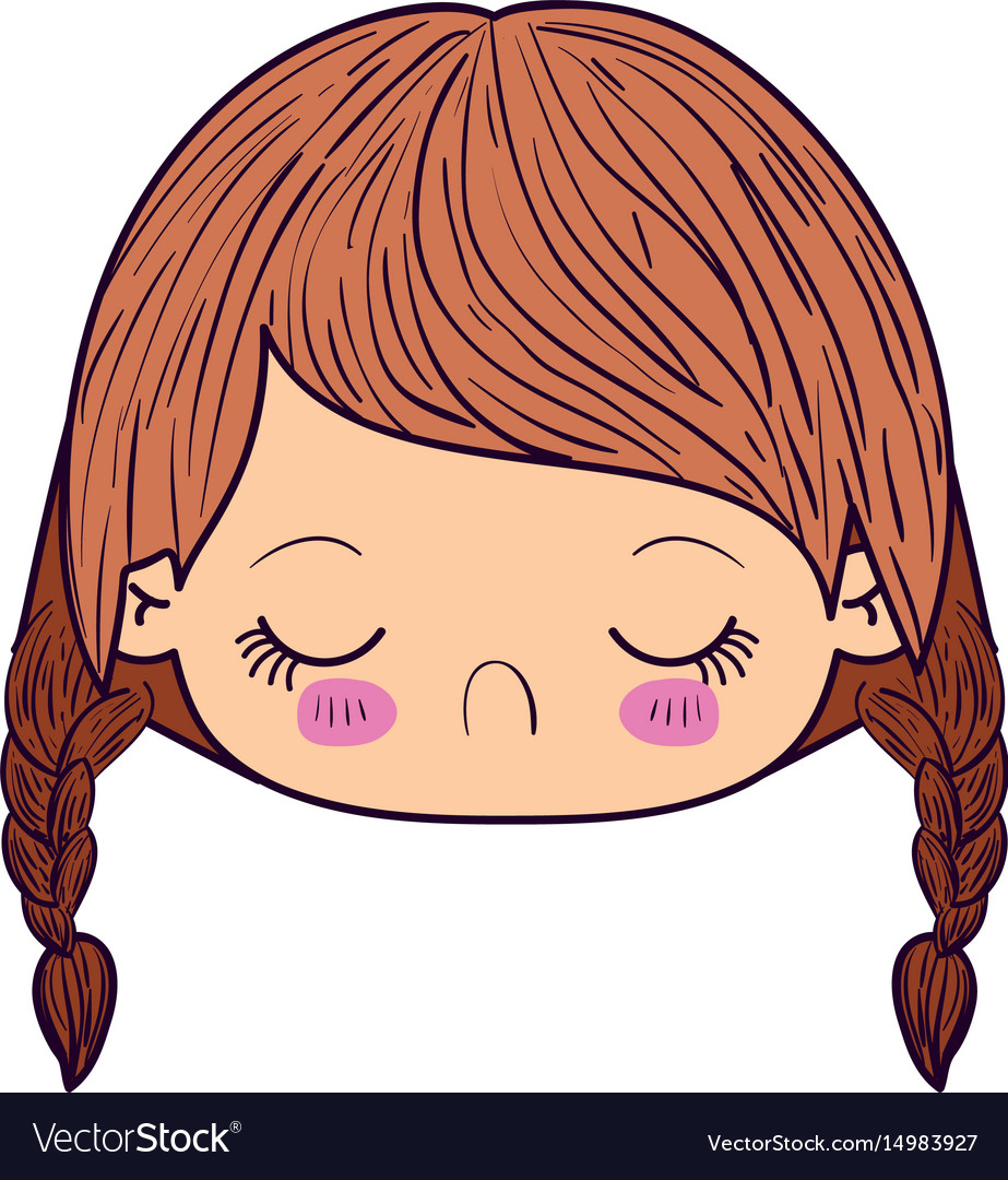 Colorful caricature kawaii face little girl