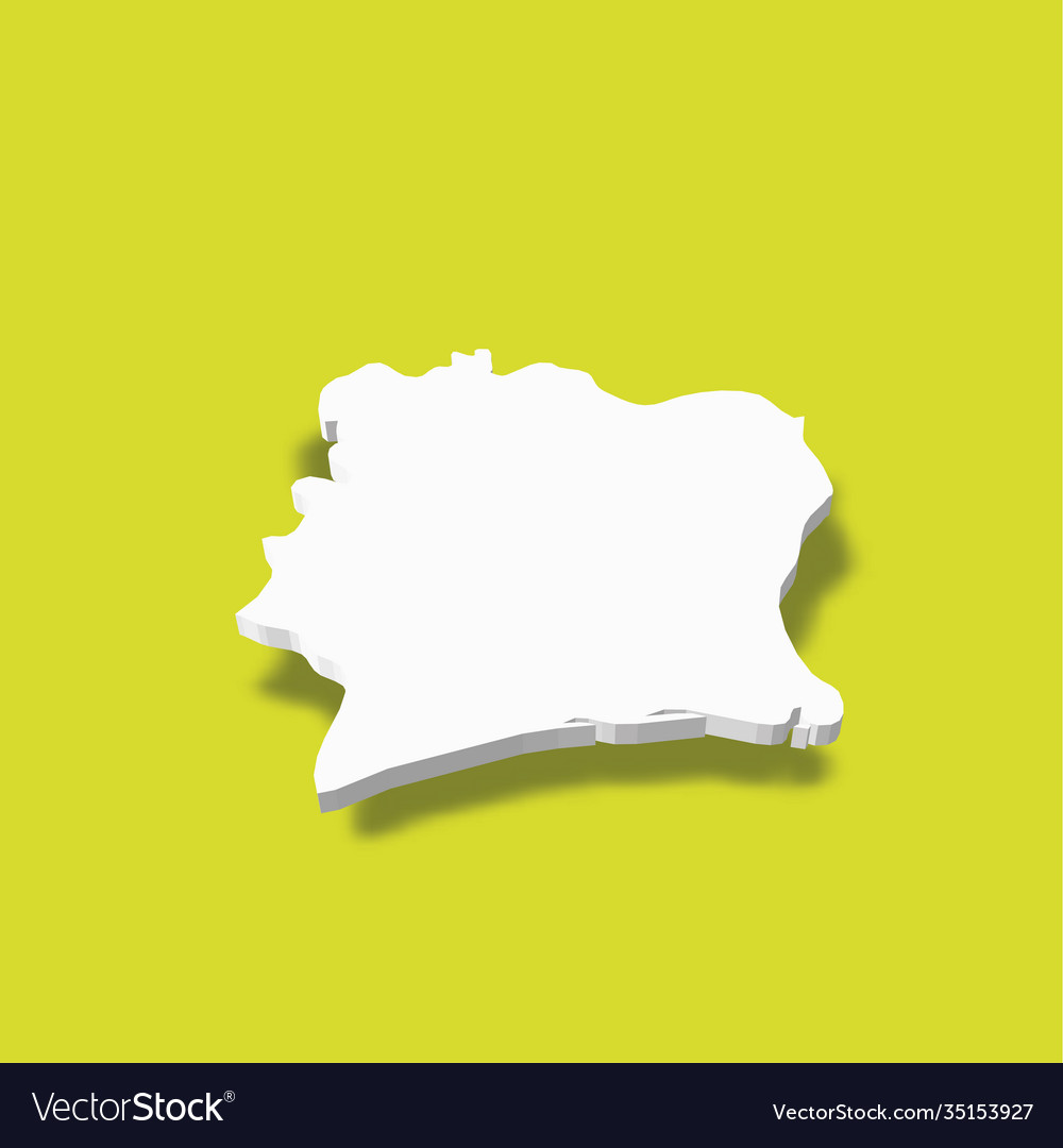 Cote d ivoire - white 3d silhouette map country