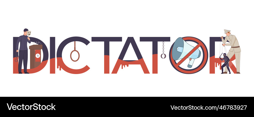Dictator flat text composition Royalty Free Vector Image