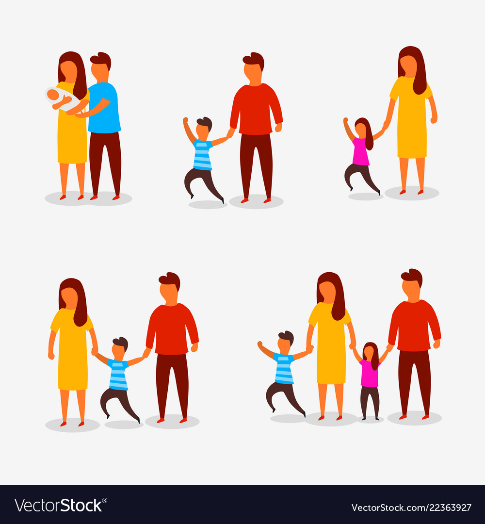 Family characters happy parents couple vector image Family characters happy parents couple