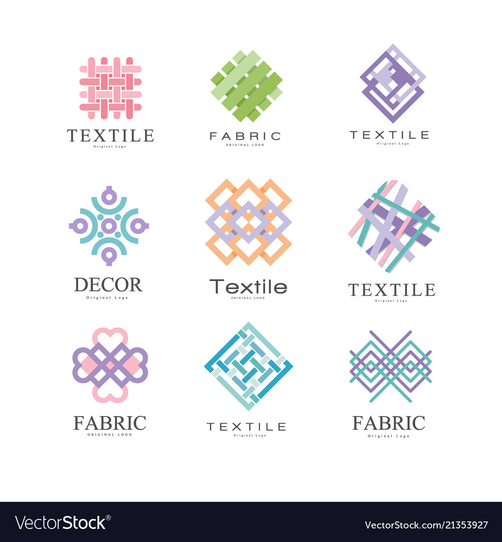 Flat set original logos for fabric or Royalty Free Vector
