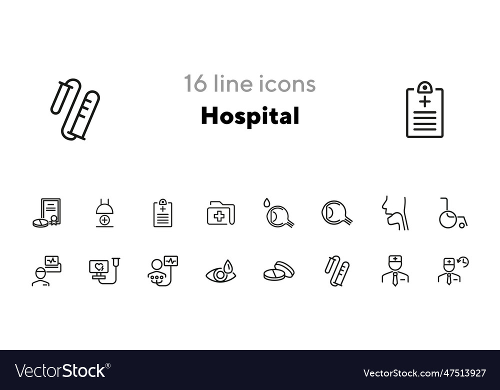 Hospital line icon set Royalty Free Vector Image